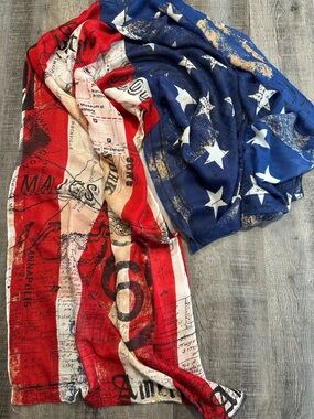 Patriotic Stars & Stripes Lightweight Scarf - Red, White & Blue
